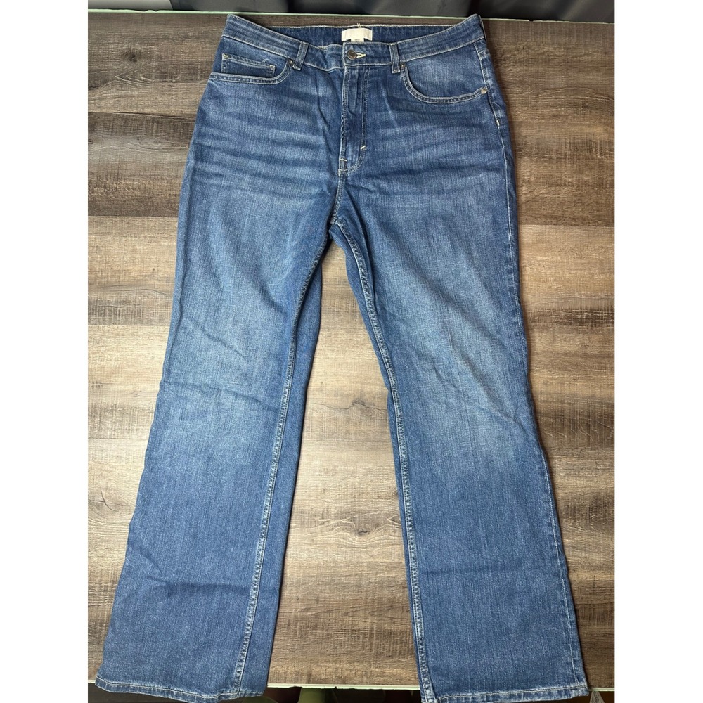 HM Womens High Waisted Flare Jeans Medium Wash Blue Denim Size 14